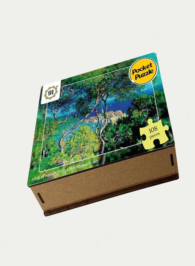 91Knots | Claude Monet - Bordighera 108pcs Wooden Art Puzzle A5 | Classical Painting Jigsaw for Adults & Teens | Mindful Brain Teaser | Ideal Travel Friendly Gift - Image 5